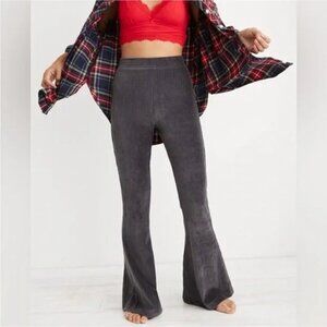 Aerie Grey Dark Grey Velour Pants Hi-Rise